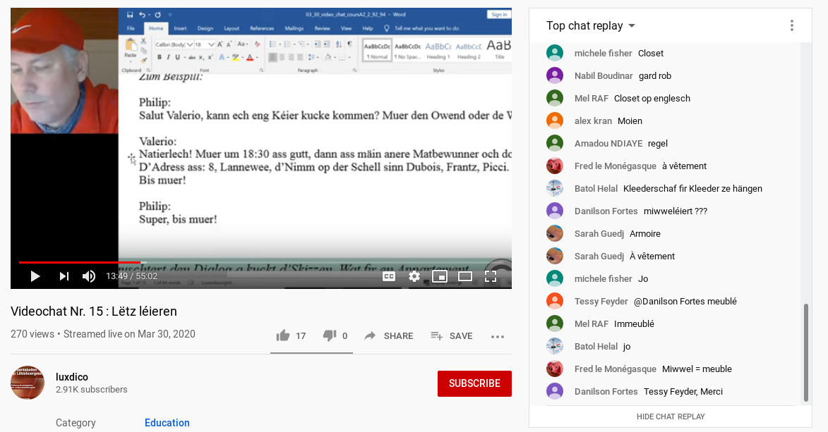 Online lessons recordings